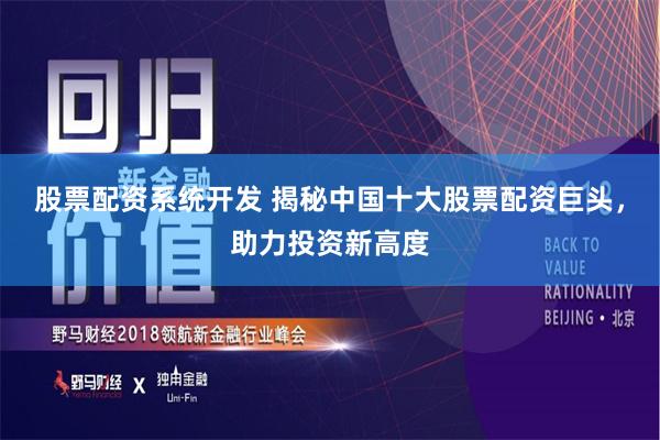 股票配资系统开发 揭秘中国十大股票配资巨头，助力投资新高度